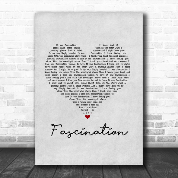 Nat King Cole Fascination Grey Heart Song Lyric Music Art Print