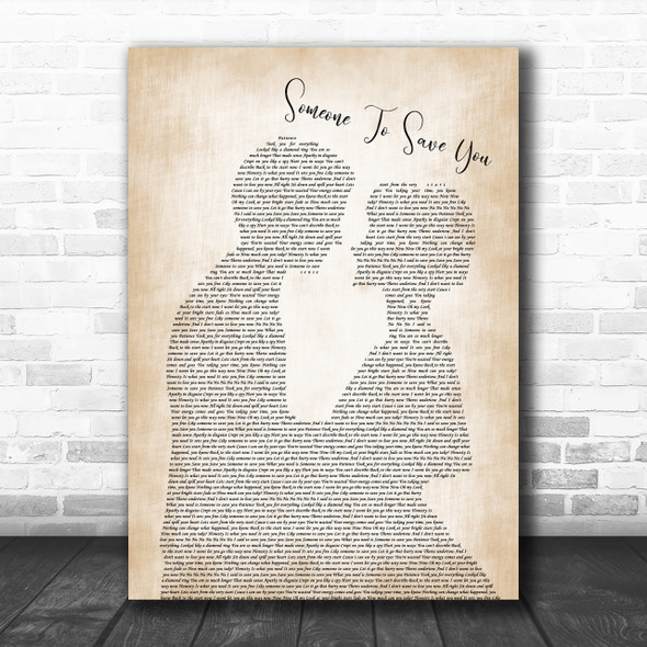 OneRepublic Someone To Save You Man Lady Bride Groom Wedding Song Lyric Music Wall Art Print