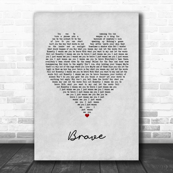 Sara Bareilles Brave Grey Heart Song Lyric Music Art Print