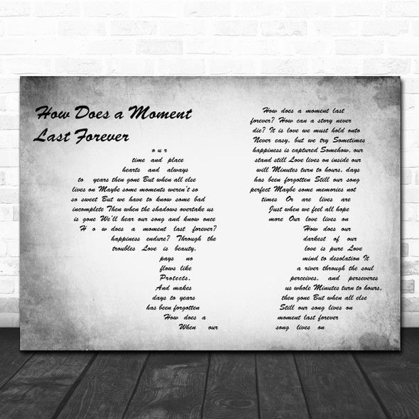 Celine Dion How Does a Moment Last Forever Man Lady Couple Grey Song Lyric Music Art Print