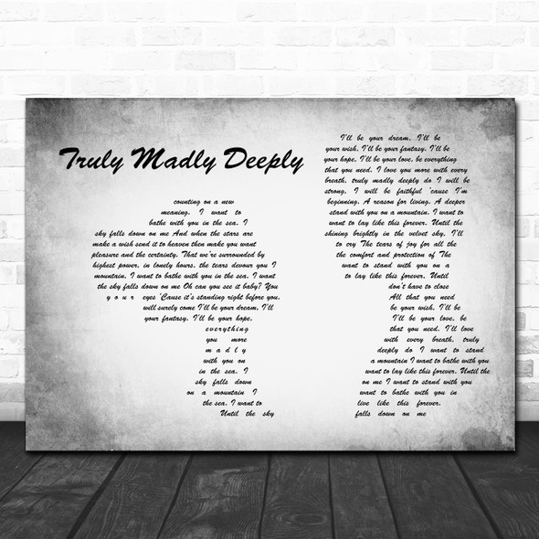 Savage Garden Truly Madly Deeply Man Lady Couple Grey Song Lyric Music Art Print