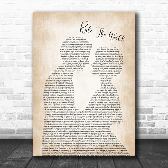 Take That Rule The World Man Lady Bride Groom Wedding Song Lyric Music Wall Art Print