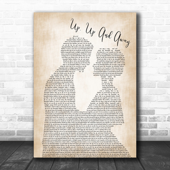 The 5th Dimension Up, Up And Away Man Lady Bride Groom Wedding Song Lyric Music Wall Art Print