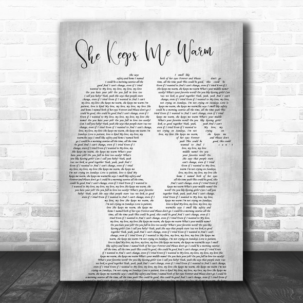 Mary Lambert She Keeps Me Warm Lesbian Women Gay Brides Couple Wedding Grey Song Lyric Music Art Print