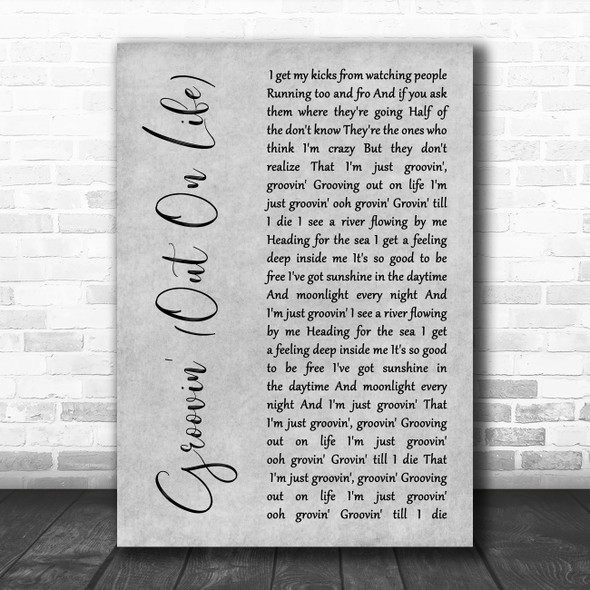 UB40 Groovin' (Out On Life) Grey Rustic Script Song Lyric Music Art Print