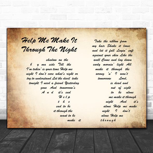 Gladys Knight Help Me Make It Through The Night Man Lady Couple Song Lyric Music Art Print