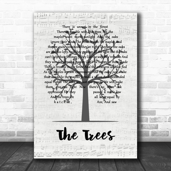 Rush The Trees Music Script Tree Song Lyric Music Art Print