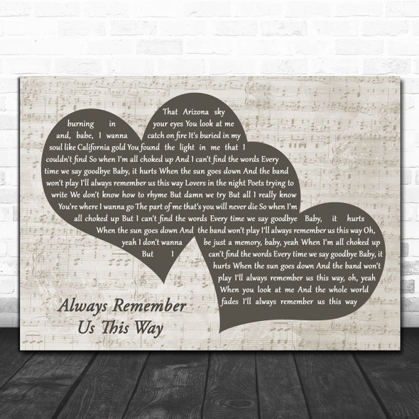 Lady Gaga Always Remember Us This Way Landscape Music Script Two Hearts Song Lyric Music Art Print