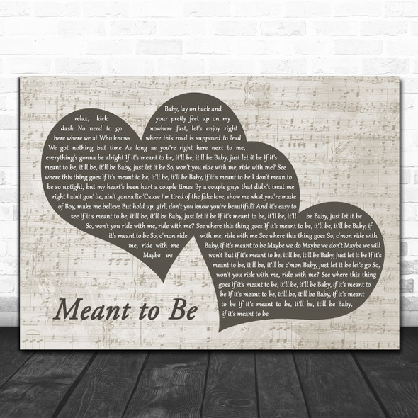 Bebe Rexha Meant to Be Landscape Music Script Two Hearts Song Lyric Music Art Print