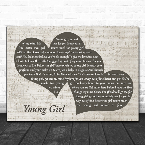 Gary Puckett & The Union Gap Young Girl Landscape Music Script Two Hearts Song Lyric Music Art Print
