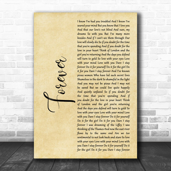 Mumford & Sons Forever Rustic Script Song Lyric Music Art Print