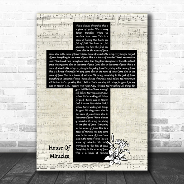 Brandon Lake House Of Miracles Music Script Christian Memorial Cross Song Lyric Music Art Print