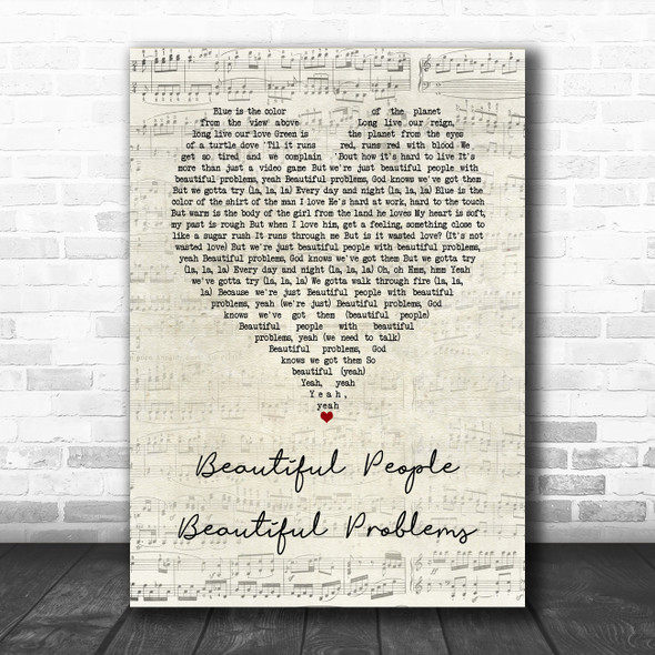Lana Del Rey Beautiful People Beautiful Problems Script Heart Song Lyric Music Art Print