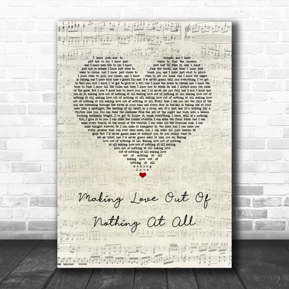 Air Supply Making Love Out Of Nothing At All Script Heart Song Lyric Music Art Print