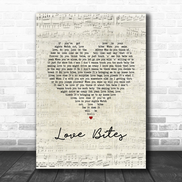 Def Leppard Love Bites Script Heart Song Lyric Music Art Print