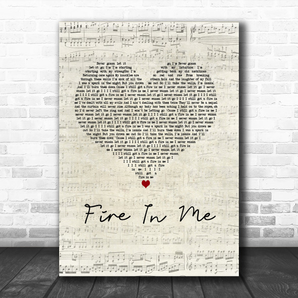 John Newman Fire In Me Script Heart Song Lyric Music Art Print