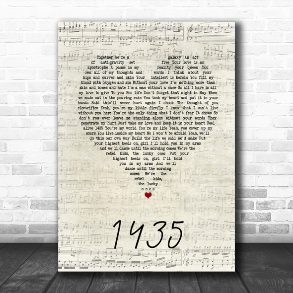 Selfish Things 1435 Script Heart Song Lyric Music Art Print