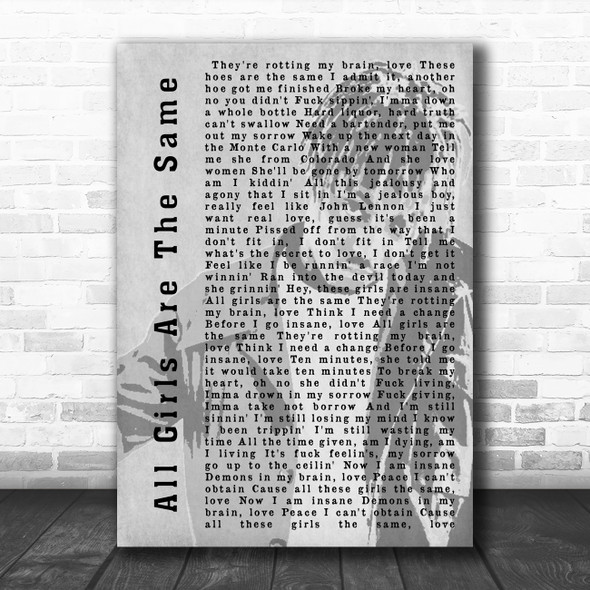 Juice Wrld All Girls Are The Same Shadow Song Lyric Music Art Print