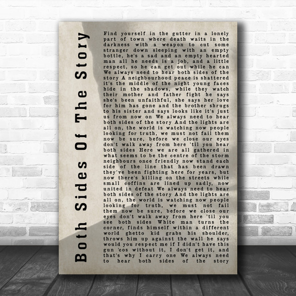 Phil Collins Both Sides Of The Story Shadow Song Lyric Music Wall Art Print