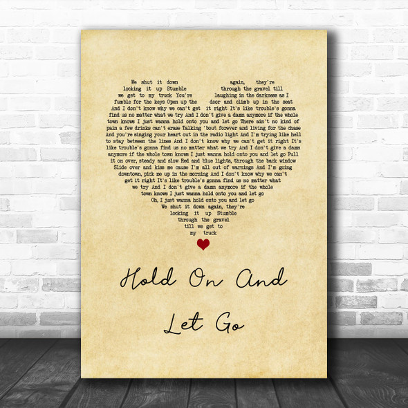 Sam Riggs Hold On And Let Go Vintage Heart Song Lyric Music Art Print
