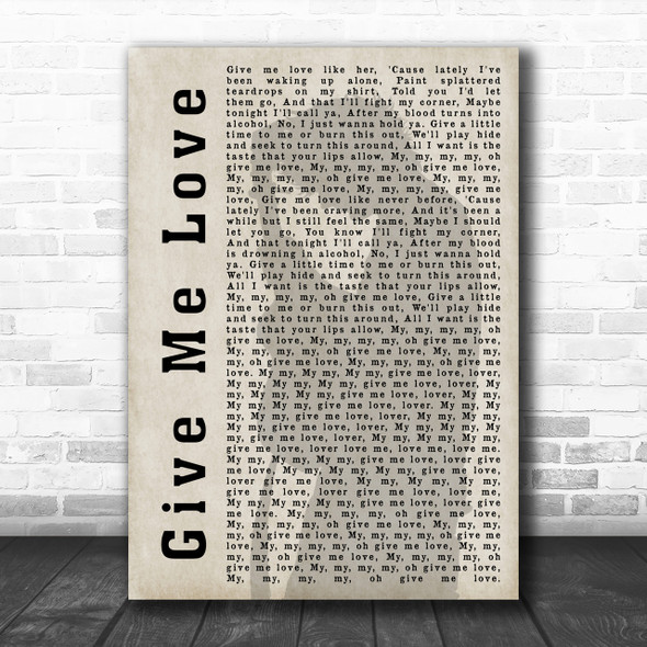 Ed Sheeran Give Me Love Shadow Song Lyric Music Wall Art Print