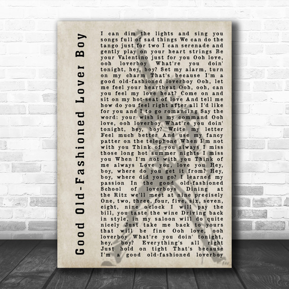 Queen Good Old-Fashioned Lover Boy Freddie Mercury Silhouette Song Lyric Music Wall Art Print