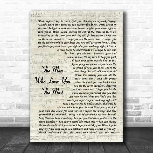 Zac Brown Band The Man Who Loves You The Most Vintage Script Song Lyric Music Art Print