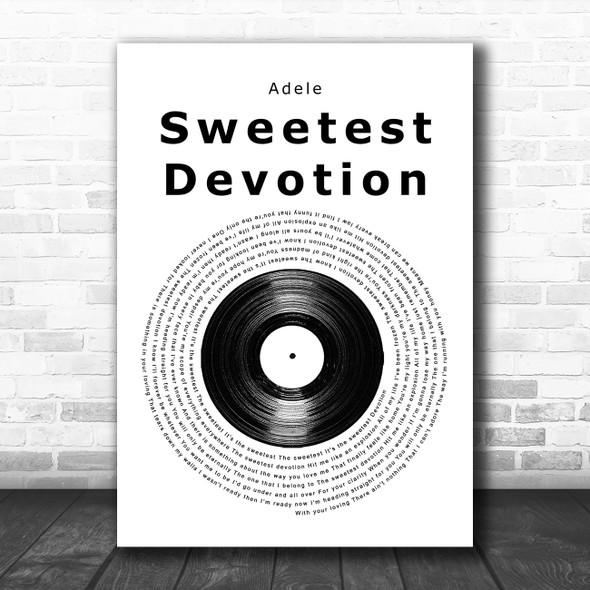 Adele Sweetest Devotion Vinyl Record Song Lyric Music Art Print