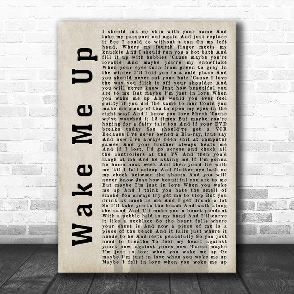 Ed Sheeran Wake Me Up Shadow Song Lyric Music Wall Art Print