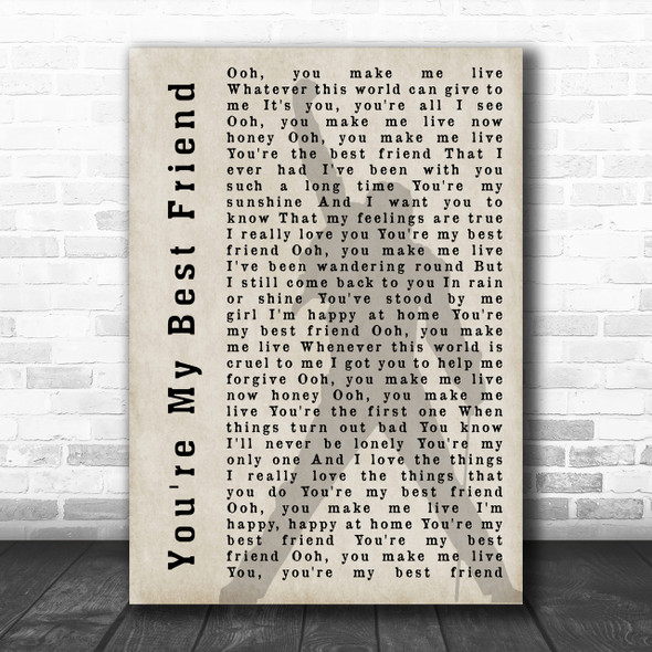 Queen You're My Best Friend Freddie Mercury Shadow Song Lyric Music Wall Art Print