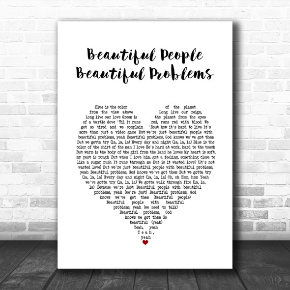 Lana Del Rey Beautiful People Beautiful Problems White Heart Song Lyric Music Art Print