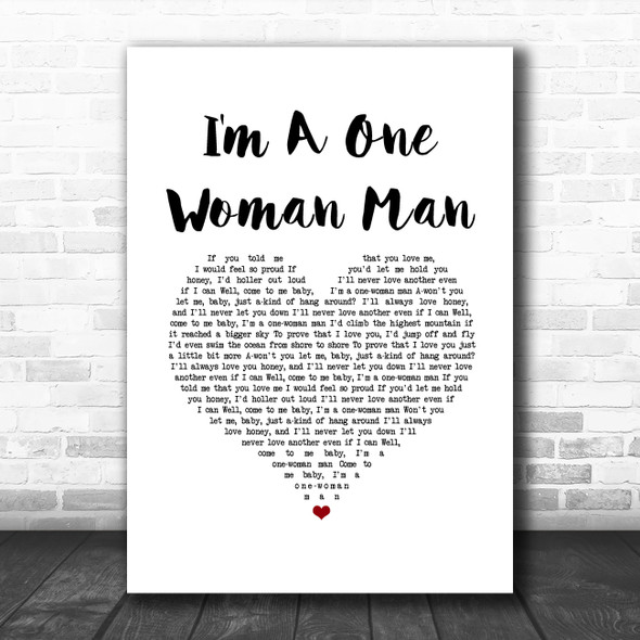 George Jones I'm A One Woman Man White Heart Song Lyric Music Art Print