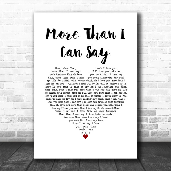 Leo Sayer More Than I Can Say White Heart Song Lyric Music Art Print