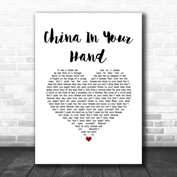 T'Pau (Carol Decker) China In Your Hand White Heart Song Lyric Music Art Print