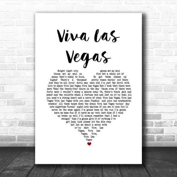 Elvis Presley Viva Las Vegas White Heart Song Lyric Music Art Print