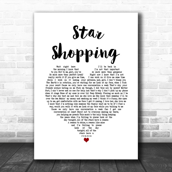 Lil Peep Star Shopping White Heart Song Lyric Music Art Print