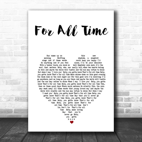 Michael Jackson For All Time White Heart Song Lyric Music Art Print