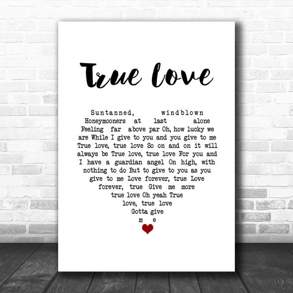 Elton John & Kiki Dee True Love White Heart Song Lyric Music Art Print