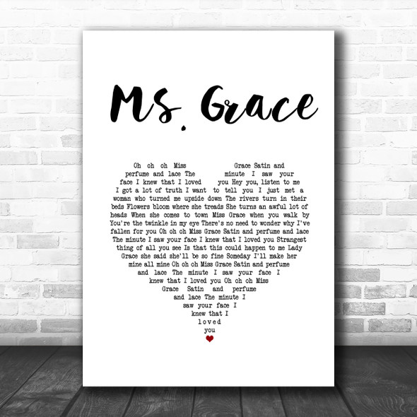 Tymes Ms. Grace White Heart Song Lyric Music Art Print