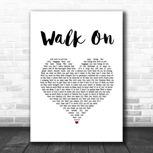 U2 Walk On White Heart Song Lyric Music Art Print