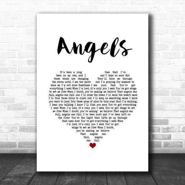 Joshua Radin Angels White Heart Song Lyric Music Art Print