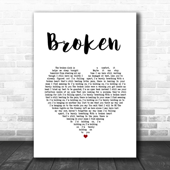 Trisha Yearwood Broken White Heart Song Lyric Music Art Print