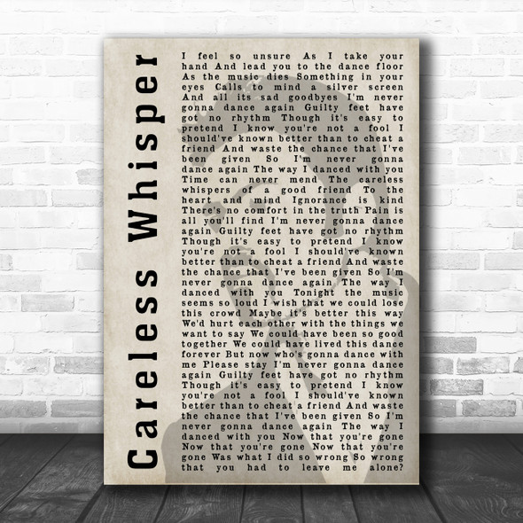 George Michael Careless Whisper Shadow Song Lyric Music Wall Art Print