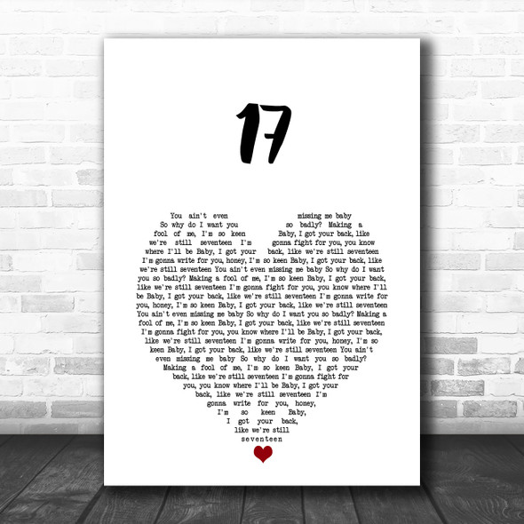 M.K. 17 White Heart Song Lyric Music Art Print