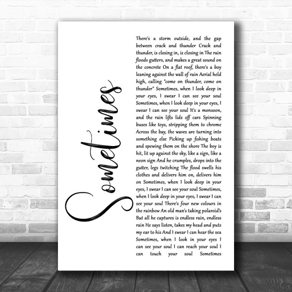 James Sometimes White Script Song Lyric Music Art Print