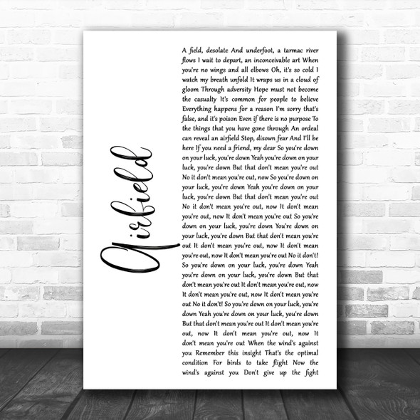 Enter Shikari Airfield White Script Song Lyric Music Art Print