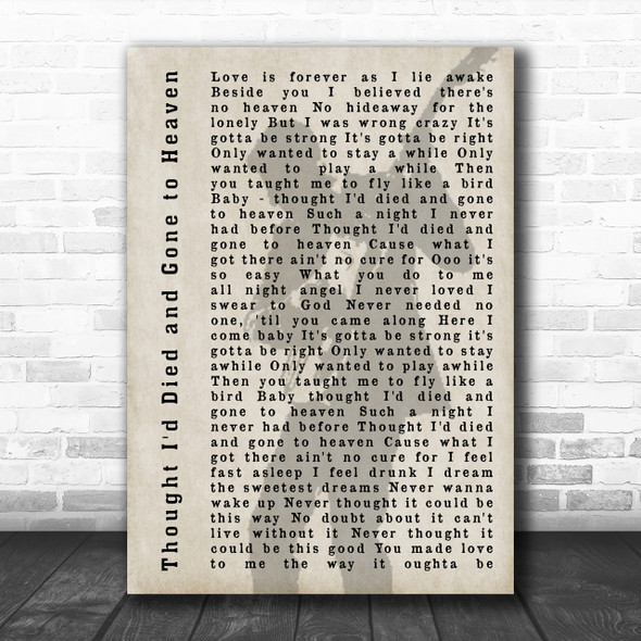 Bryan Adams Thought I'd Died and Gone to Heaven Shadow Song Lyric Music Wall Art Print