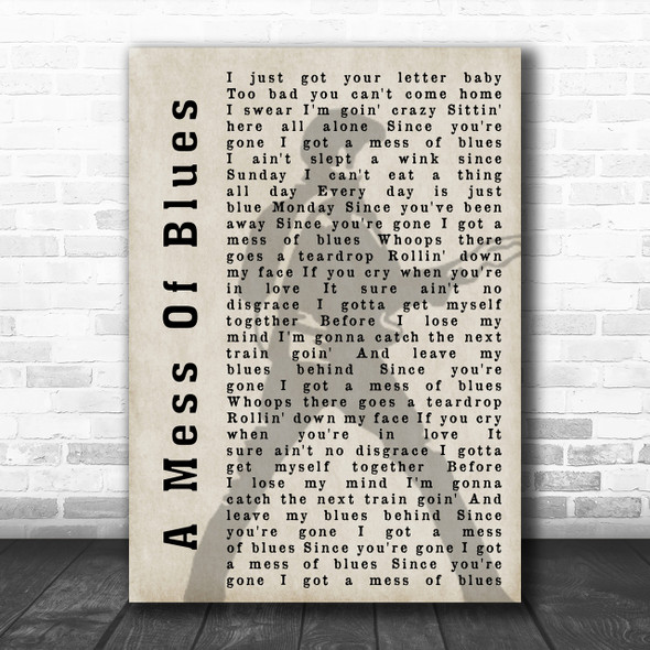 Elvis Presley A Mess Of Blues Pose Shadow Song Lyric Music Wall Art Print