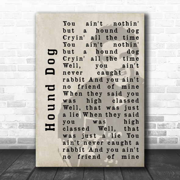 Elvis Presley Hound Dog Face Shadow Song Lyric Music Wall Art Print