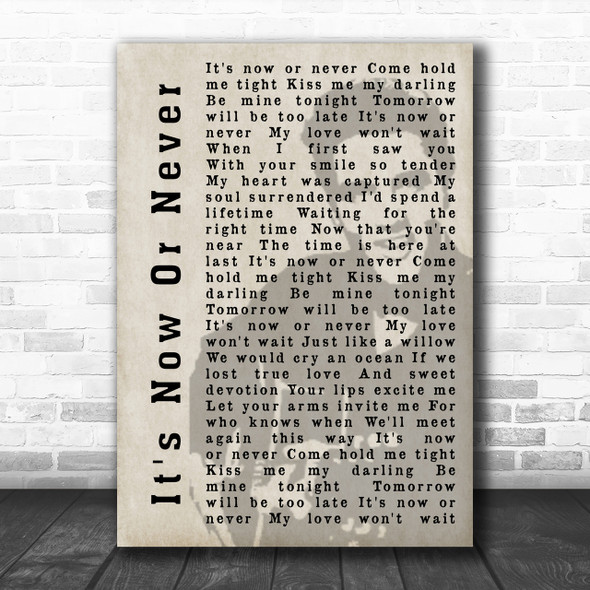 Elvis Presley It's Now Or Never Face Shadow Song Lyric Music Wall Art Print